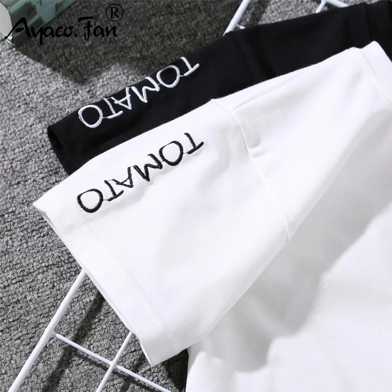 2019 Summer Couples Lovers T-Shirt for Lady Student Casual White Tops Women T Shirt Love Heart Embroidery Print Tshirt Female