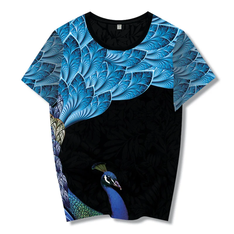 

2018T shirt man /Women Peacock T-shirt Men's Fashion New Top Tee Shirt Lady Clothes Half sleeve summer Smooth high elastic