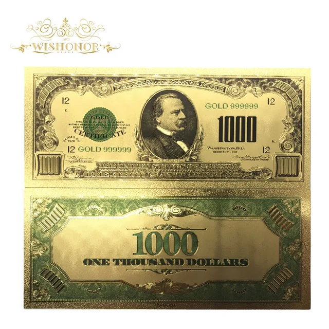 100pcs Lot 1899 Year S Color Usa Gold Banknote 1000 Dollar Banknotes 100pcs Lot 1899 Year S Color Usa Gold Banknote 1000 Dollar Banknotes Replica Money Bills Plated Business Gift Collection