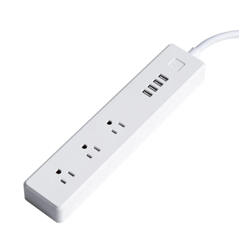 Дешево Wi Fi мощность полосы США Plug умный сетевой фильтр 3 AC розетки 4 порты usb адаптер голос управление для Amazon Alexa дома