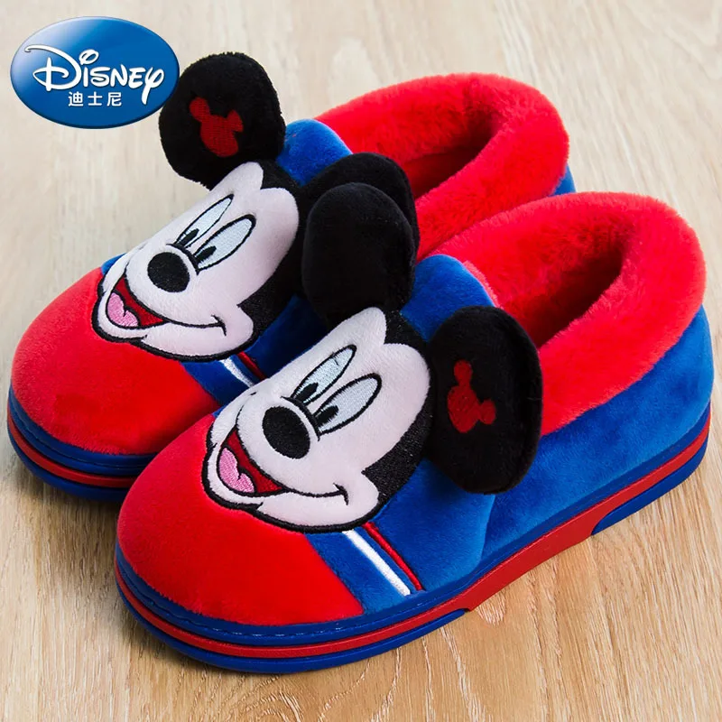 Домашняя обувь Disney с мультяшным Микки из хлопка новинка 2019 теплая детская осенне