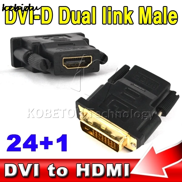 Kebidu 24 + 1P цифровой DVI штекер до 19 контактов HDMI тип A переходник с женской розеткой