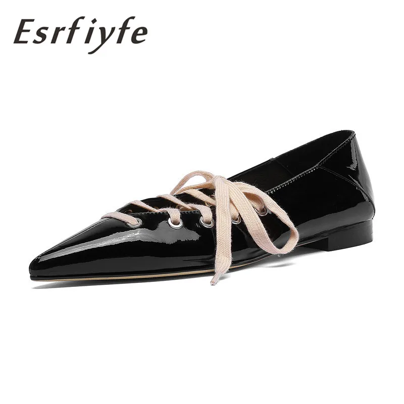 

ESRFIYFE 2019 New Arrivr Genuine Leather Women Pumps Fashion Low Heel Pointed Toe Shoes Woman Spring Summer Party Dress Shoes