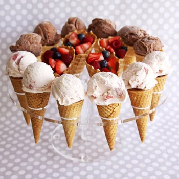 

16-Capacity Ice Cream Clear Acrylic Cone Sushi Hand Roll Stand Holder Palette Display Stand for Buffet Wedding Display