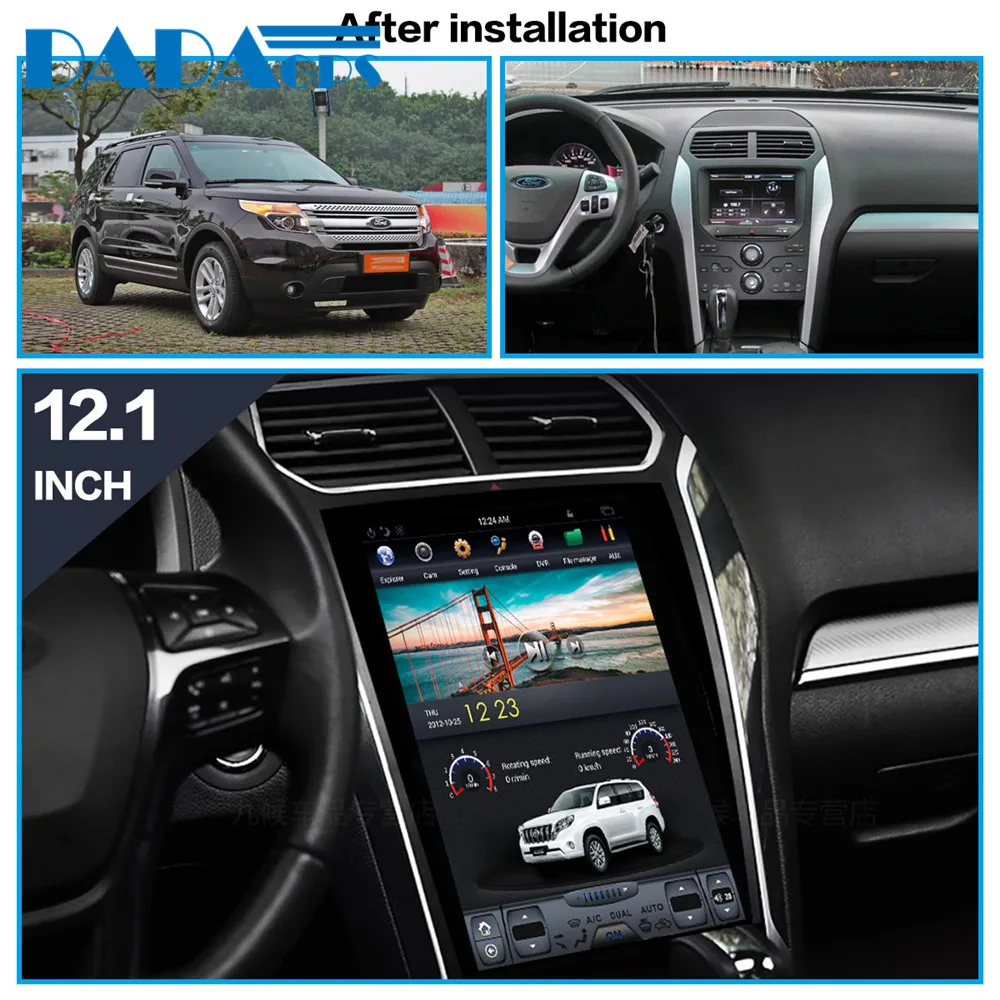 Discount 12.1"Tesla style Android Car No DVD Player GPS Navigation For Ford Explorer 2010 2011 2012 2013 2015 2016 multimedia radio 4