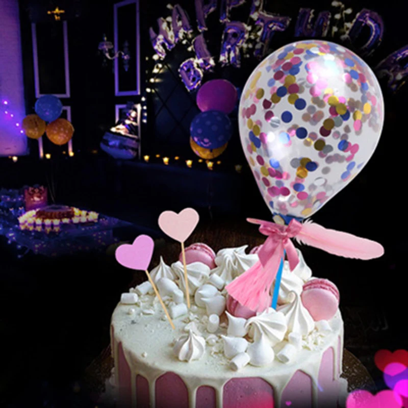 10pcs 5" Confetti Balloon Cake Topper Decoration ...