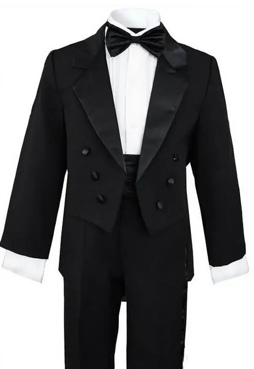 Черный детский смокинг на заказ вечерний костюм-смокинг Casamento одежда для мальчиков 4 предмета(жакет+ брюки+ галстук+ рубашка) B45F803