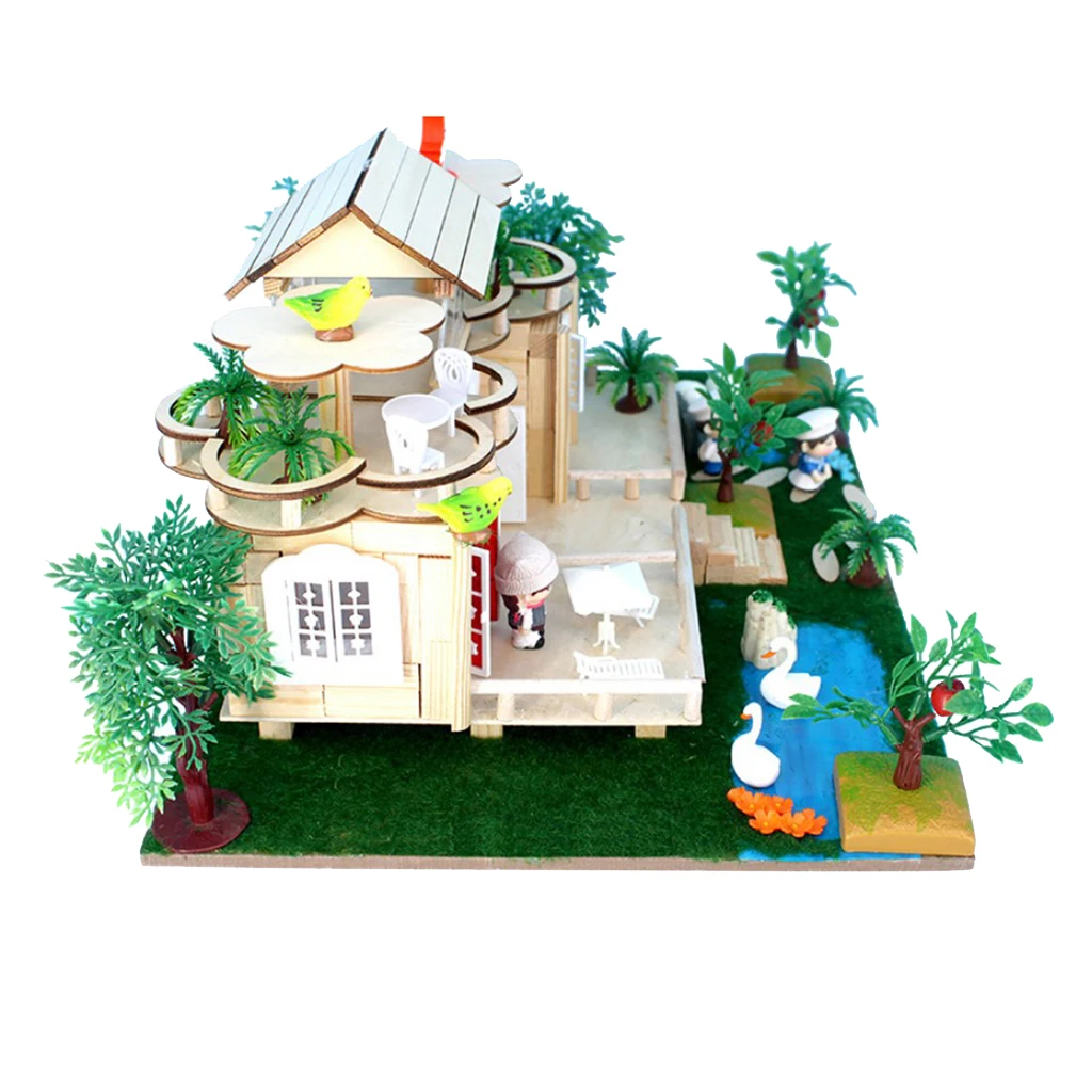 Handcrafts Miniature Project DIY Dolls House Castle Garden Building Model Toy Kids Play Fun & Early Learning Birthday Gift