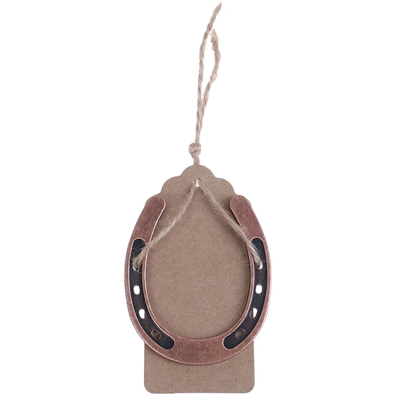 

1 PC Metal Horseshoe Wedding Gifts Souvenirs Table Centerpieces Kraft Paper Tag Bronze 60*70mm Party Favor Supply