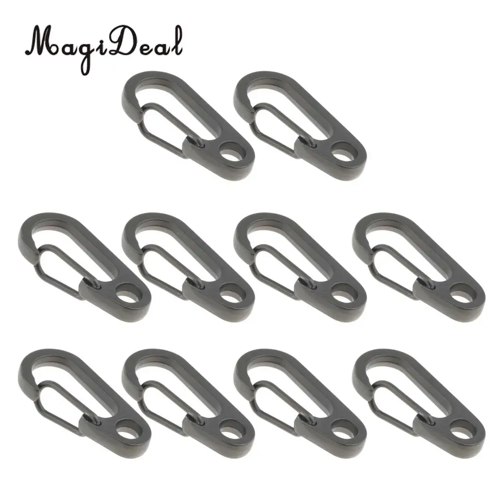 10Pcs Mini Snap Spring Clip Hook Carabiners Outdoor Camping Tool Keychain Gray, Strong and Durable