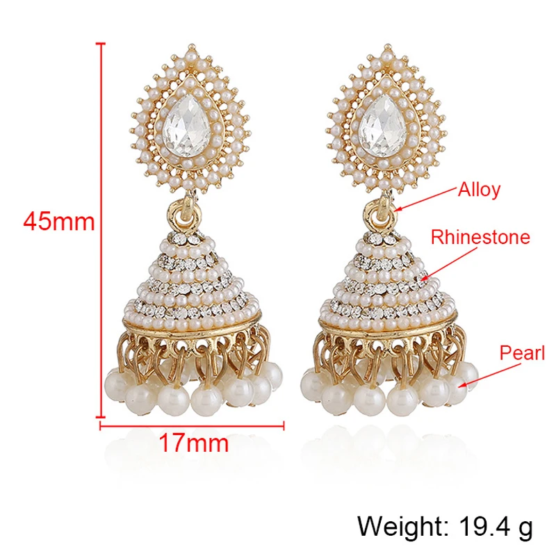Женские серьги подвески с искусственным жемчугом Jhumka Jhumki свадебные вечерние