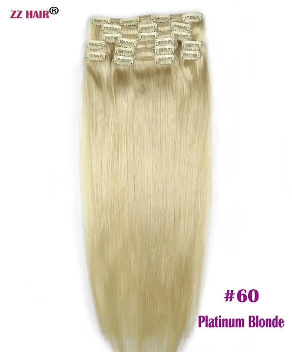 ZZHAIR, 140 г-280 г, 1"-28", волосы remy для машинного производства, 10 шт. в наборе, человеческие волосы для наращивания на заколках, набор на всю голову, Натуральные Прямые Волосы