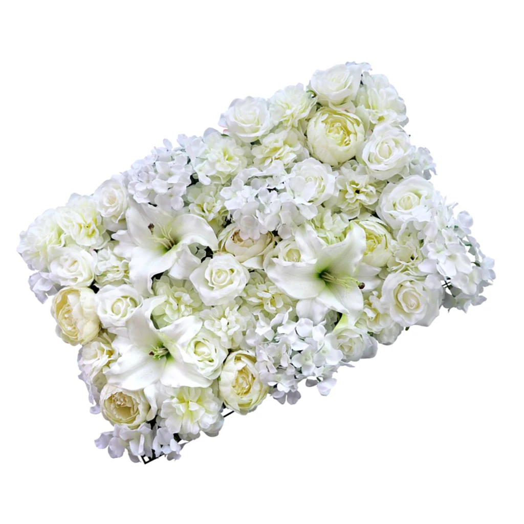 4pcs Artificial Rose Peony Lily Flower Wall Panels Wedding Venue Decoration