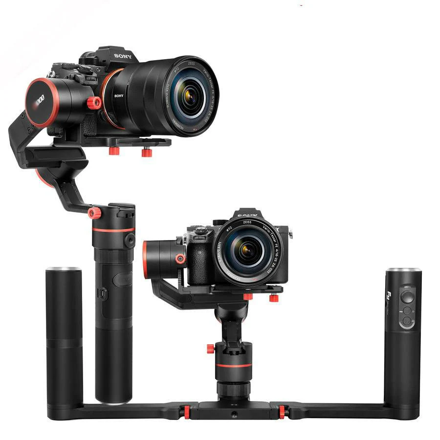 FeiyuTech Feiyu a1000 3-Axis Handled Gimbal Stabilizer for a6500 a6300 Sumsung GoPro Hero 5 + Dual Handle + Cables