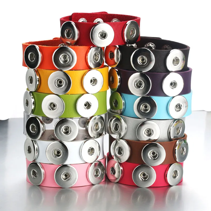 

21CM Leather Bracelet Snap Button Snap Bracelet For Women Wrap Charm Boho Bohemian Bracelets Bangle Men 040204
