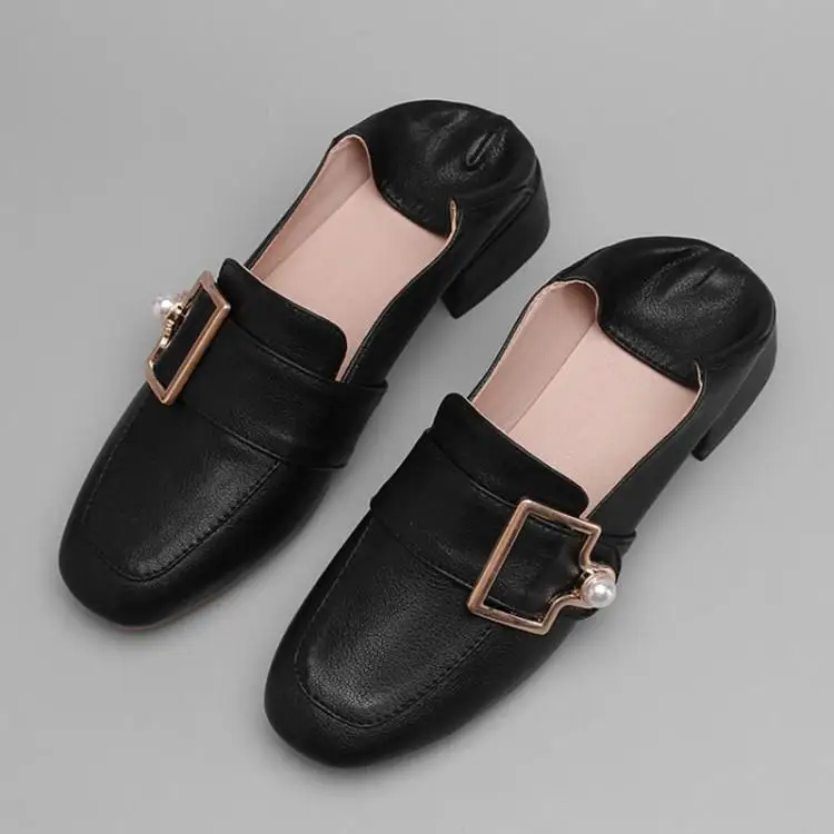 

2019 spring models wild women's Lok Fu shoes single shoes thick heel