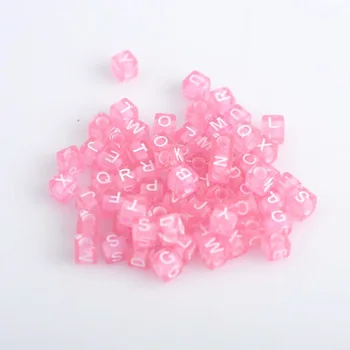 

Wholesale DIY 400Pcs 6mm Multicolor Pink Cube Alphabet Letter Acrylic Charming Flat Spacer Beads For Jewelry making YKL0116
