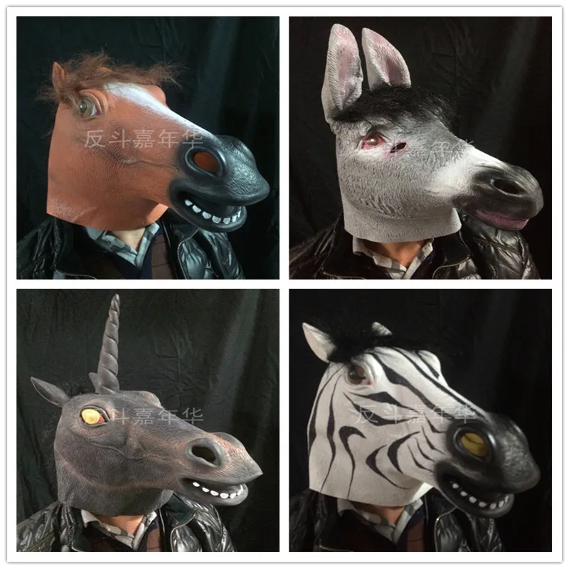 

Top Grade Full Face Halloween Horse Mask Novelty Creepy Unicorn Mask Costume Theater Prop Party Donkey Mask Christamas Cosplay