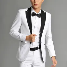 Изготовленный на заказ белый смокинг куртка Черная шаль лацкан черные брюки, на заказ смокинги жениха, Свадебные/деловые/официальные костюмы для мужчин