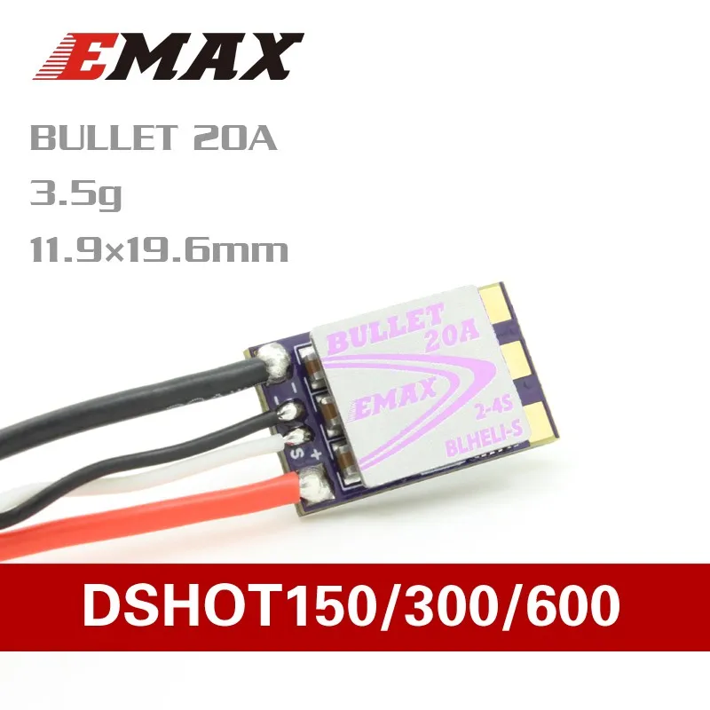 

Official EMAX D-SHOT Bullet Series 20A 2-4S BLHELI_S ESC 3.5g Support Onshot42 Multishot