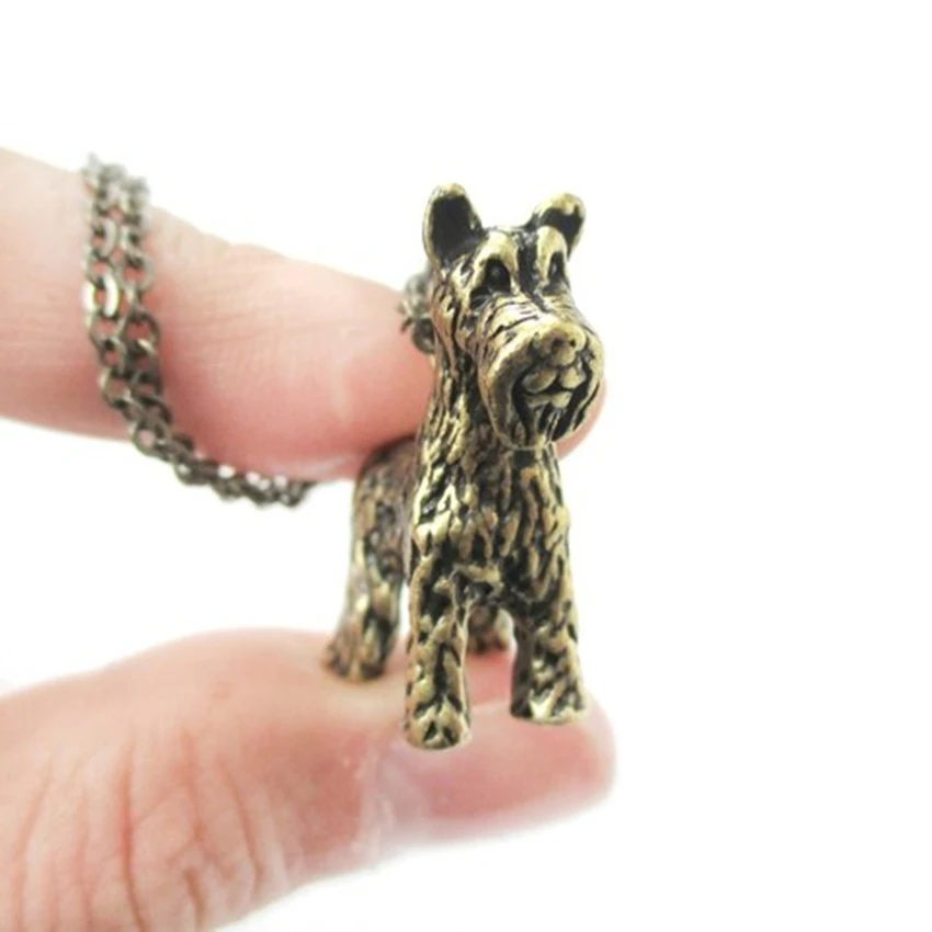 

Kinitial 3D Small Schnauzer Bobtail Dog Breed Pendant Necklace Animal Dog Breeds Charm Chain Necklace for Baby Jewelry Collares