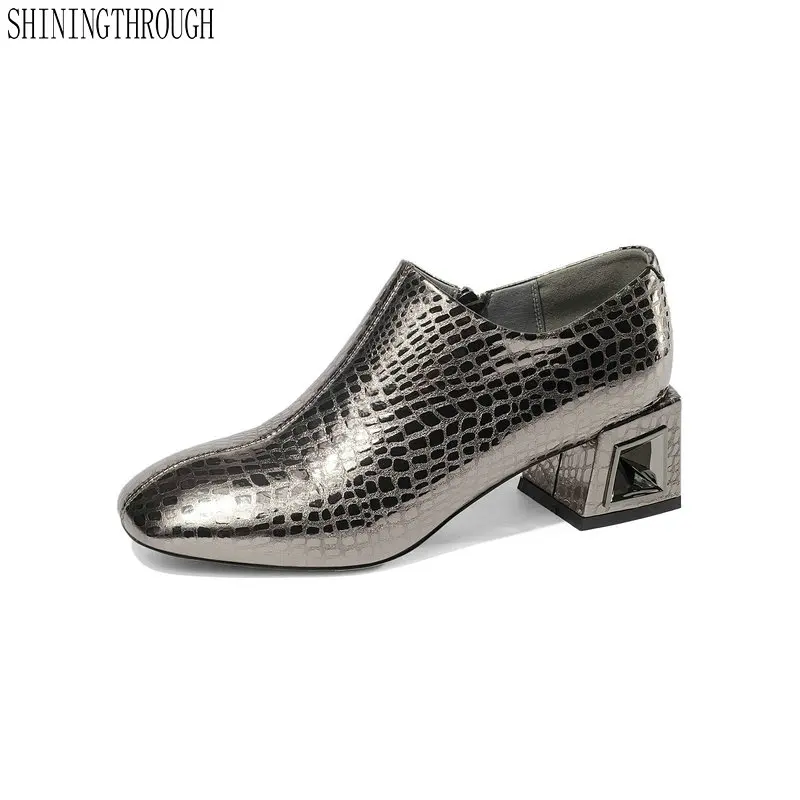 

2018 newest genuine leather female shoes round toe spring autumn pumps women shoes elegant high heels shoes