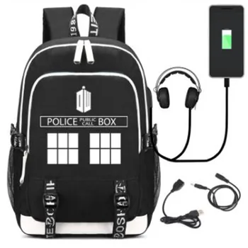 

Doctor Who Backpack Rucksack Bag w/ USB Fashion Port/ Headphone interface Students Book Laptop bag GIFT