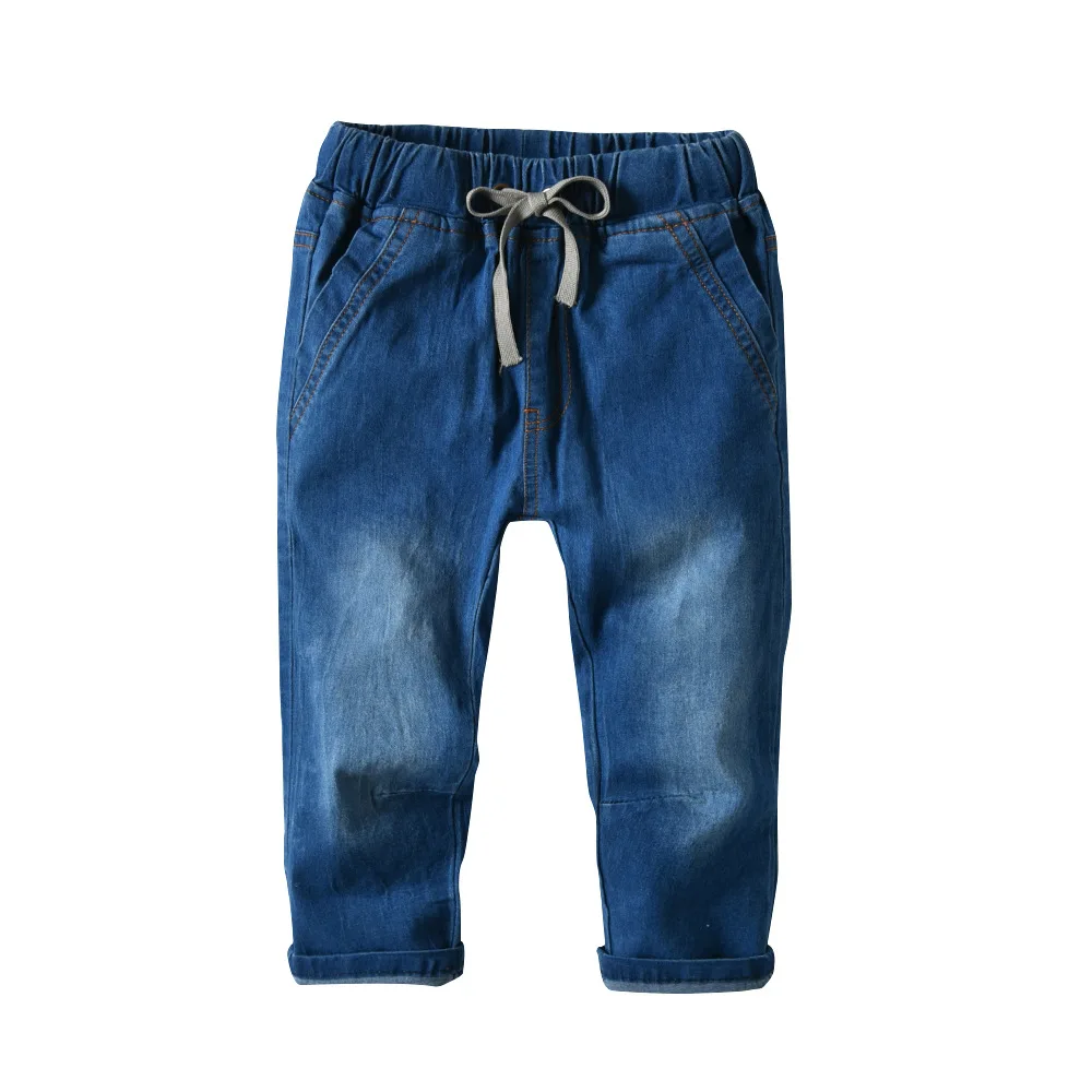 Милые Детская одежда для мальчика костюмы Синие рубашки футболки и джинсовые штаны 2 шт. наборы для ухода за кожей Западная Мода Милая