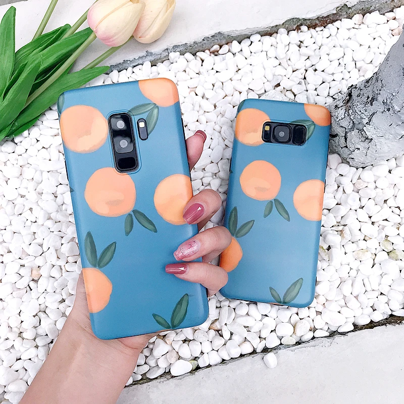 Мягкий чехол для Samsung Galaxy S8 S9 S10 Plus S10E note 8 9 с изображением фруктов оранжевого цвета