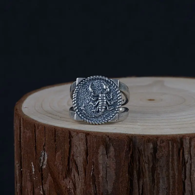 

2019 Special Offer Rushed Anel Feminino S925 Resto Ancient Ways Is Thai Open Square Scorpion Male Money Wholesale Shape