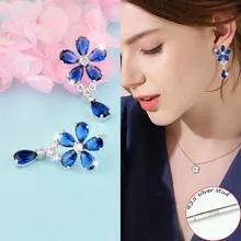 SINLEERY Роскошные блестящие синие/белые/розовые хрустальные серьги в форме цветка, свадебные украшения для женщин ES034 SSC