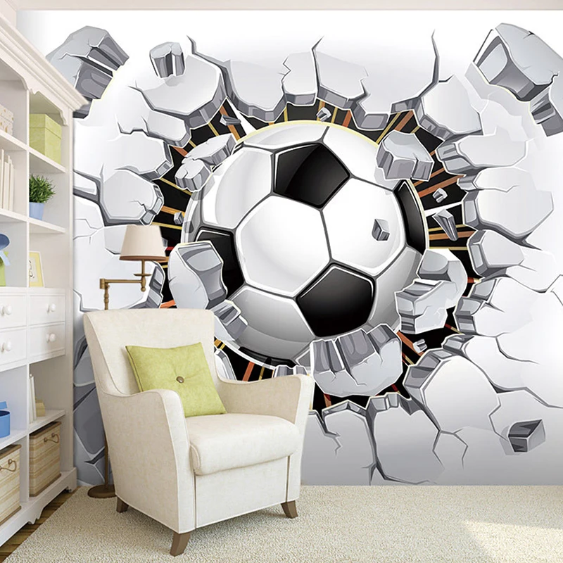 Классные! Футбол Фото Фреска на заказ любой размер 3D для мальчиков детская комната диван бесшовные фрески обои рулоны ТВ фон стены домашний декор