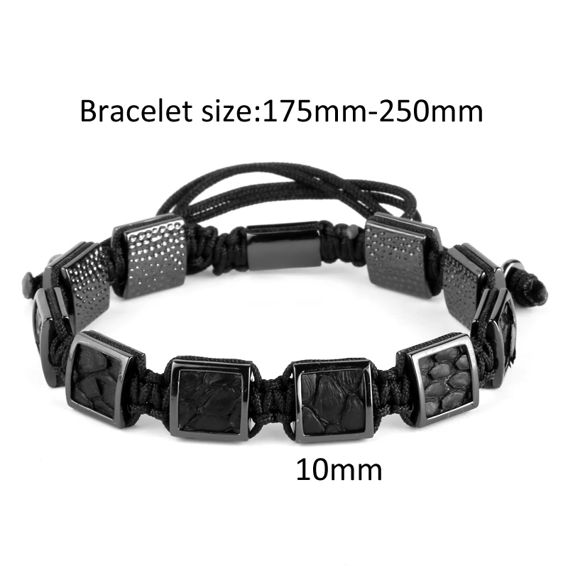 Черный Браслет из змеиной кожи mclroy с плетением кубической макраме 10 мм|bracelet