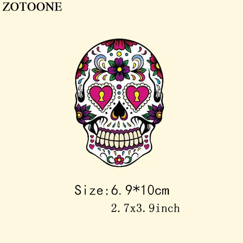 

ZOTOONE DIY Print Heat Thermal Transfer Applique Stickers Iron On Transfers For T Shirt Skull Patch Kids Patches For Clothes D