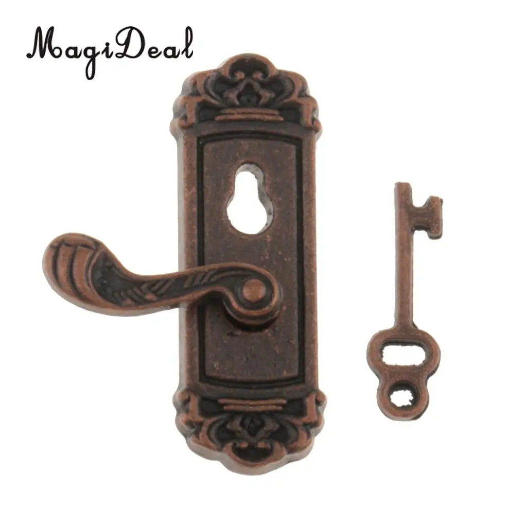 1/12 Scale Metal Dollhouse Miniature Vintage Door Lock Key for Dollhouse Furniture Decoarion DIY Accs