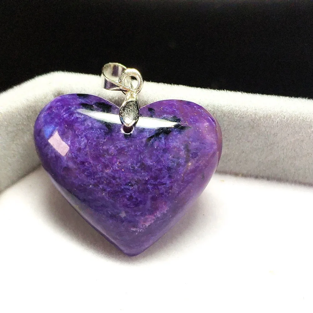 

Genuine Natural Purple Charoite Women Pendant Russian Charoite 30x25x9mm Gemstone Water Drop Shape Necklace Drop Shipping AAAAA