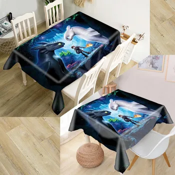 

How To Tarin Your Dragon Tablecloth 3D Oxford Fabric Square/Rectangular Dust-proof Table Cover For Party Home Decor TV Covers