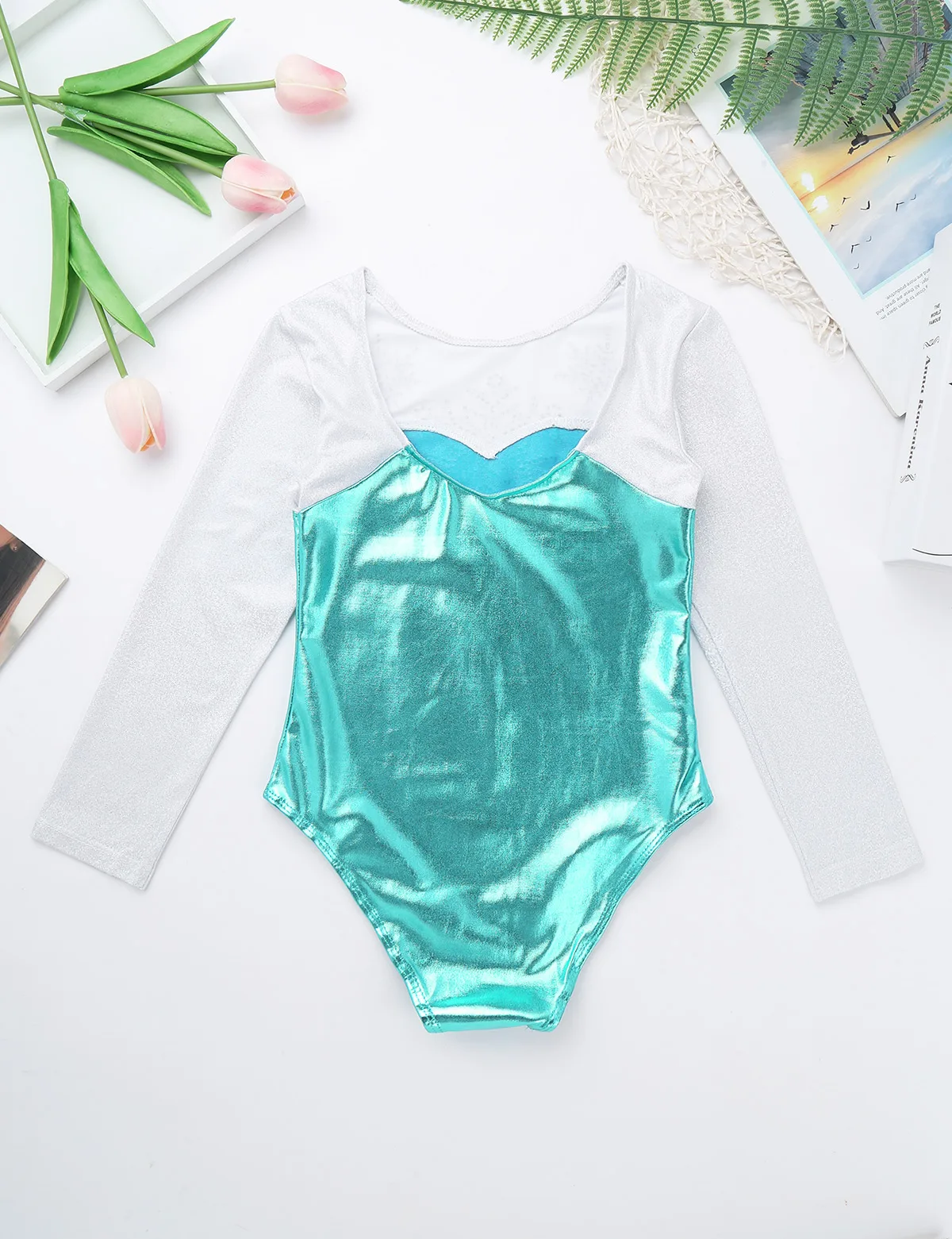 Toddler Baby Girl Swimwear Long Sleeve Shiny Metallic Rhinestone Swimwear Kids Swimsuit One Piece Children Bathing Suit Summer