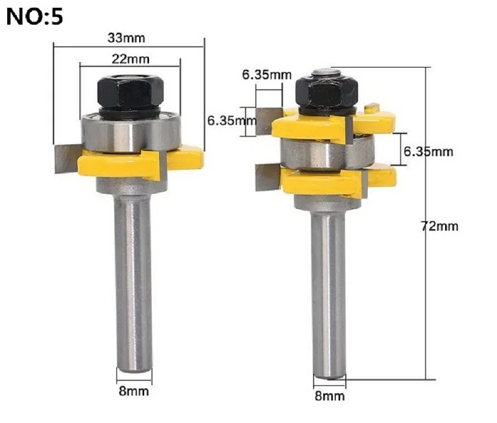 1 шт. 6,35 мм/8 мм 1/" узел хвостовика и паз шарнир древесины фрезы карбида вольфрама 3/4" шток фрезы для дерева инструменты - Длина режущей кромки: NO5