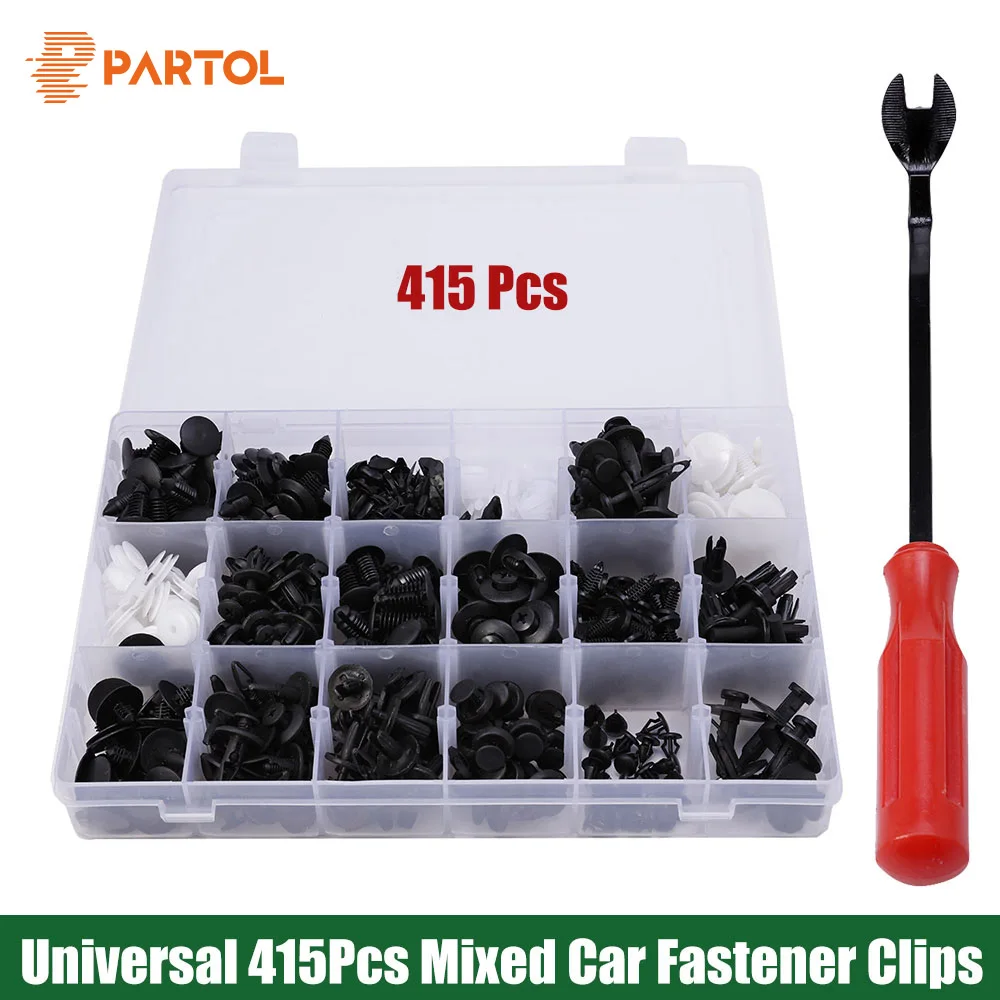 Partol 415PCS 18 Sizes Car Fastener Clips Door Panel Lining Bumper Push