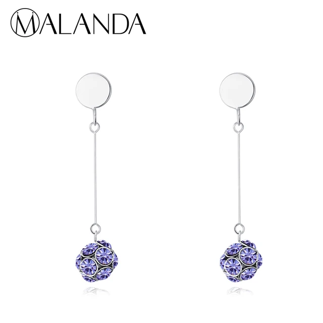 Malanda Brand Fashion Dazzle Crystal Ball Drop Earrings For Women Malanda Brand Fashion Dazzle Crystal Ball Drop Earrings For Women From Swarovski Long Piercing Dangle