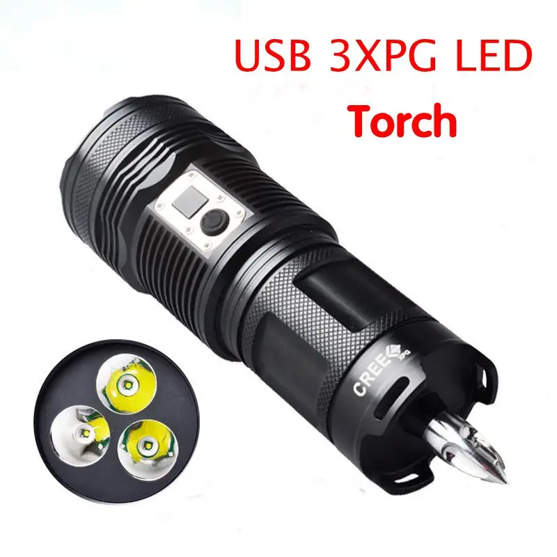 

2017 new highbrightness 3 cree xpg led lamp torch usb lights outdoor lighting for hunting fishing camping powerd by18650 battery