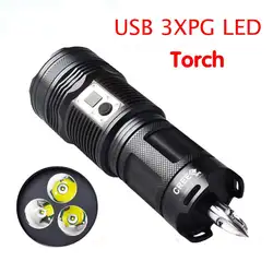 Новинка 2017 года highbrightness 3 cree xpсветодио дный лампы факел usb Огни наружное освещение для охота рыбалка кемпинг powerd by18650 батарея