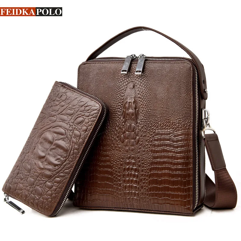 Famous Brand Bag Men Messenger Bags Double Zipper Trunk Leather Handbags Designer Handbags High Quality Men Bag Shoulder Bags