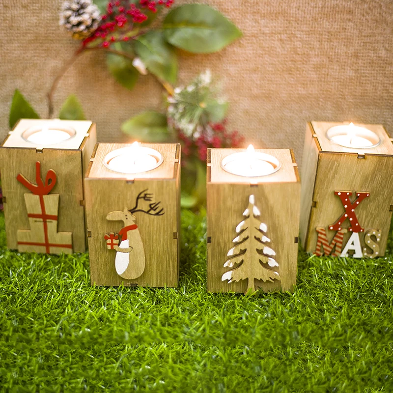 Candle Holders Home Decor Christmas Creative Gifts Decoration Mini Wooden Candlestick Home Decoration