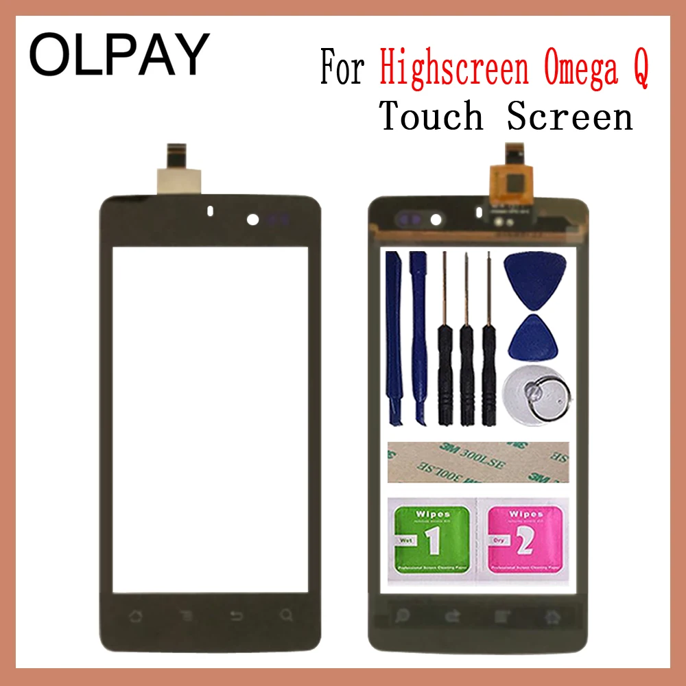 

OLPAY 4.5'' Mobile TouchScreen For Highscreen Omega Q Touch Screen Digitizer Front Glass Lens Sensor Repair Free Adhesive+Wipes