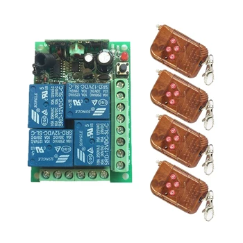 

DC 12V 315/433MHz Remote Switch Control Wireless Light Switch 4 Channels (4 Relays)1 Receiver & 2Transmitters