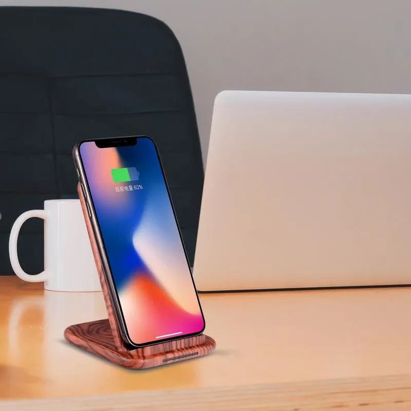 Дерево Qi Беспроводное зарядное устройство для iPhone X 8 Plus Беспроводная зарядная подставка для samsung Note 8 S8 S7 Edge 10 Вт быстрое зарядное устройство для телефона