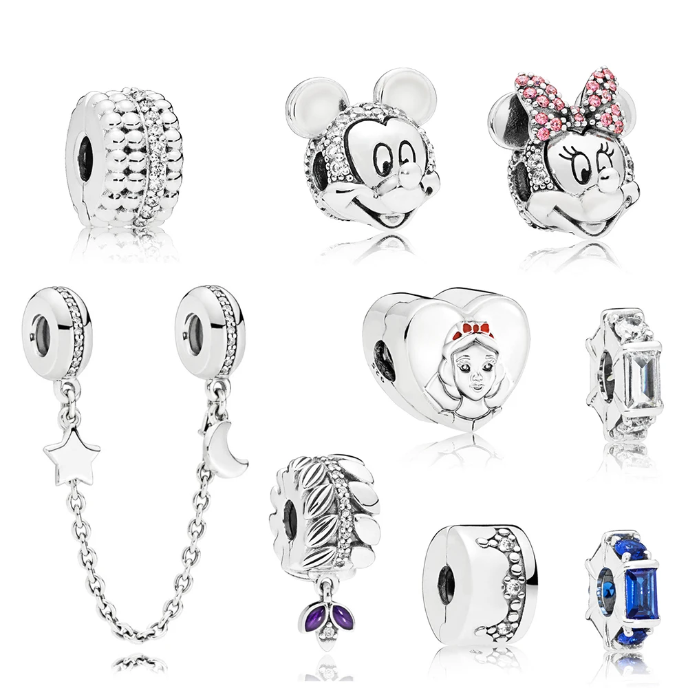 

2019 100% 925 Sterling Silver Galaxy Safety Chain PORTRAIT CLIP GRAINS OF ENERGY CLIP DAZZLING CROWN CLIP Ice Sculpture Spacer
