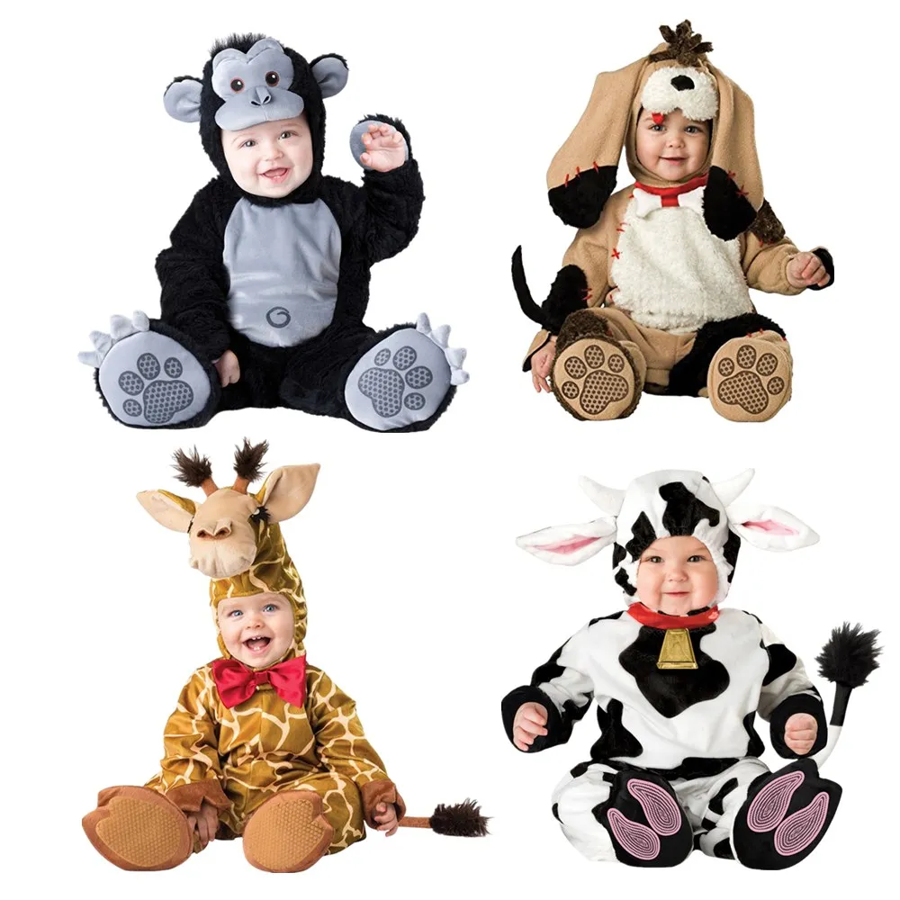 赤ちゃんクリスマスハロウィンコスプレ衣装牛犬オランウータンキリンジャンプスーツ少年少女服セット子供服 Aliexpress